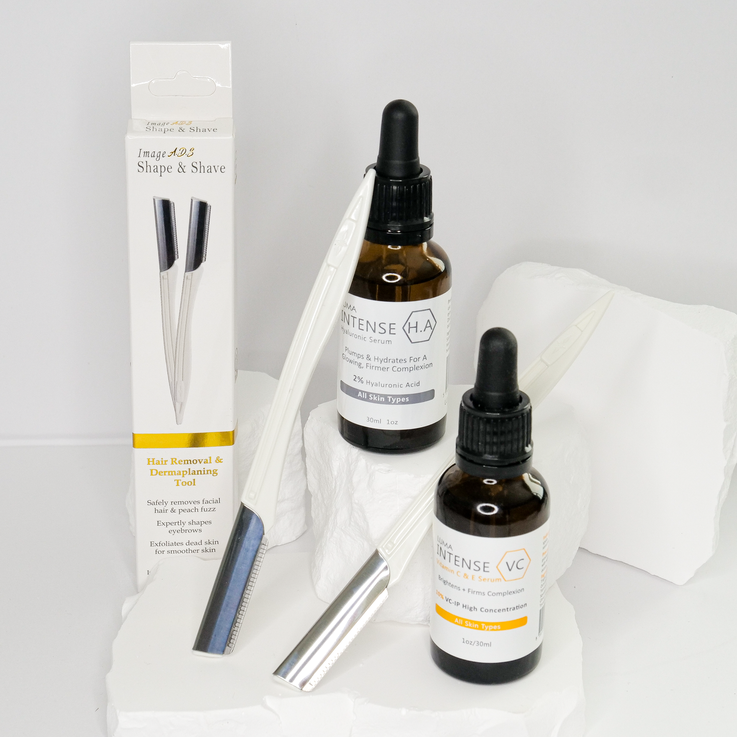 Shape & Shave™ Smooth, Bright & Hydrate Set | Dermaplaning Tool