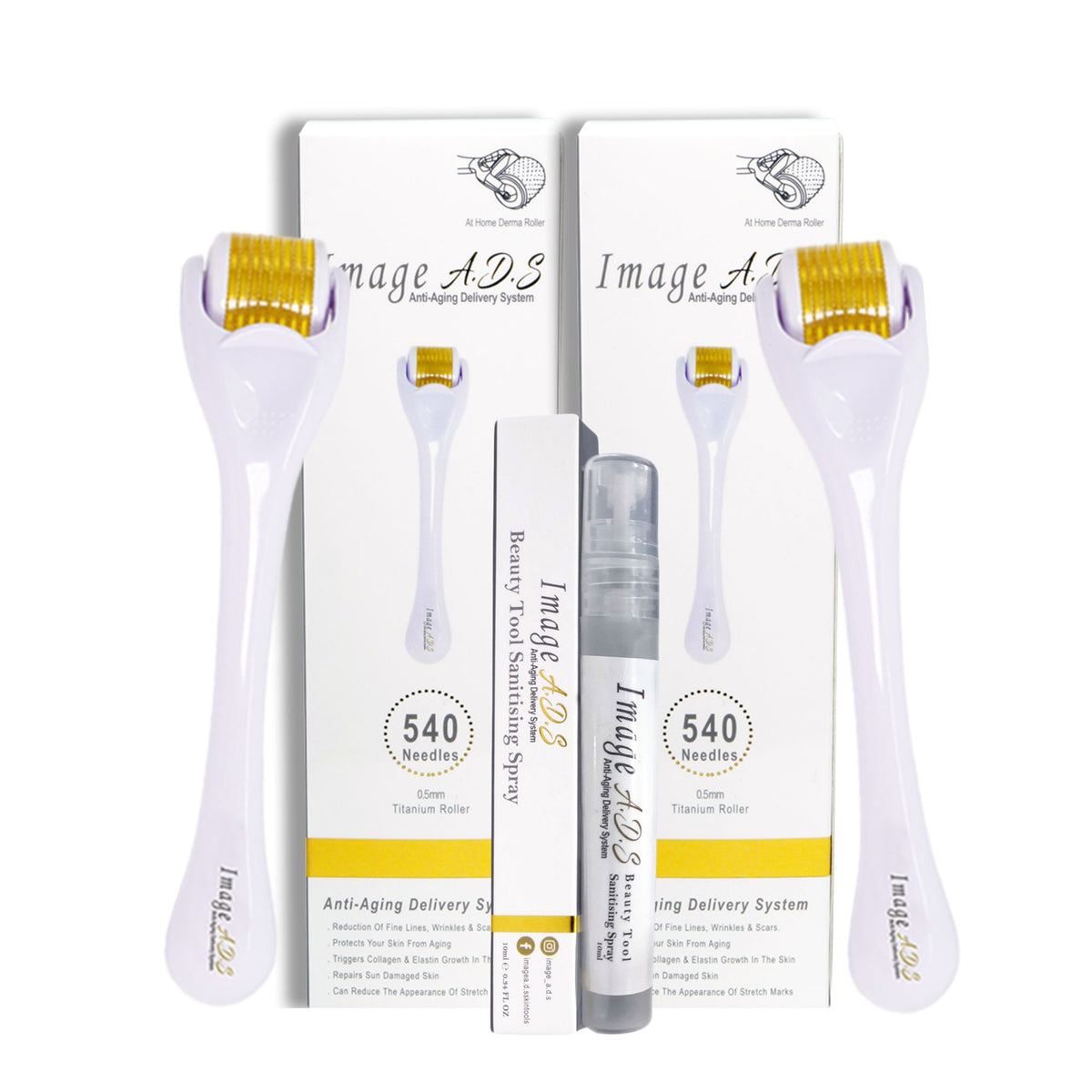 The Perfect Couple - Buy 1 Get 1 FREE Image A.D.S Dermaroller 0.5mm + Free Beauty Tool Sanitizing Spray