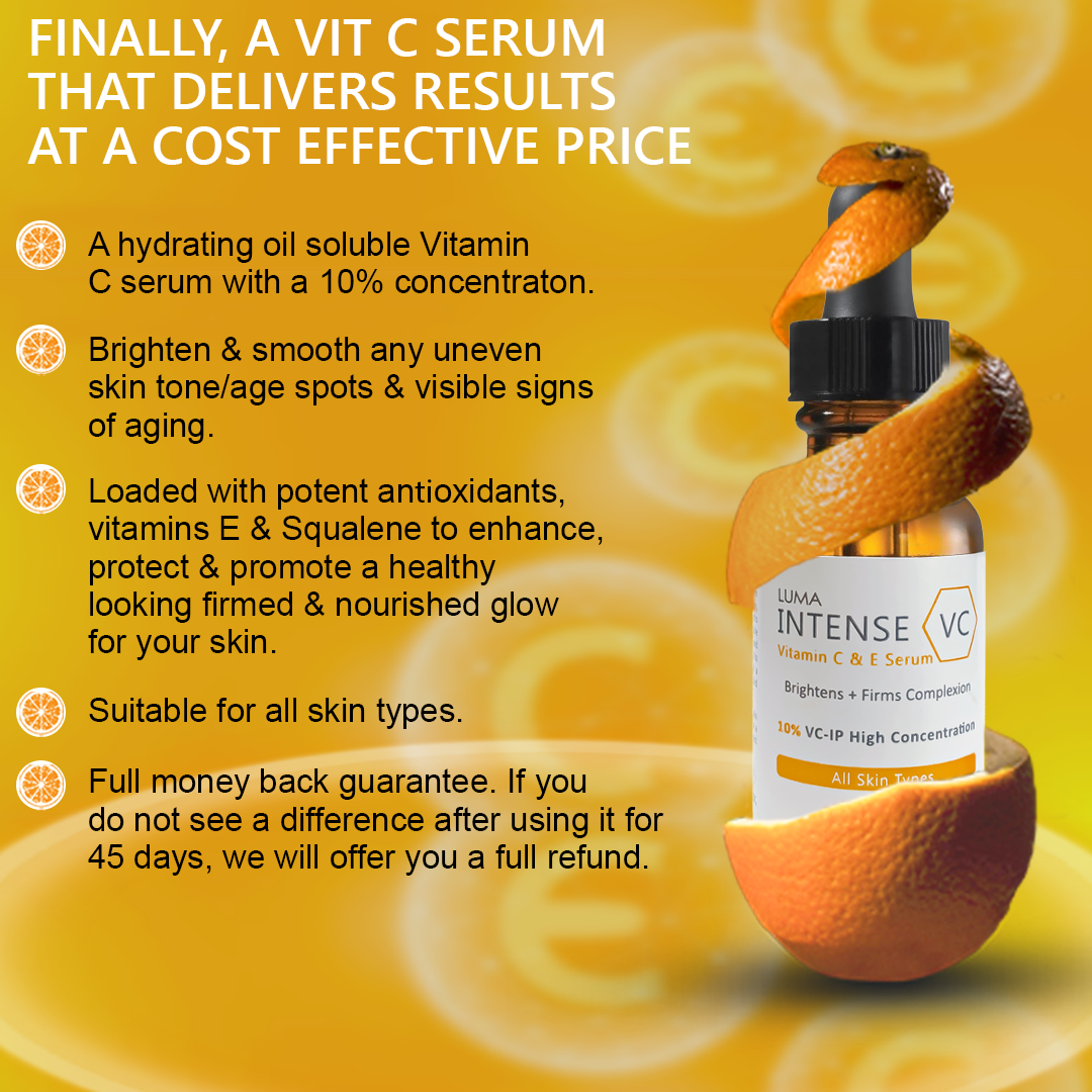 Vitamin C & E Anti-Aging Serum 30ml w Free Image A.D.S 0.5mm Dermaroller (Worth €45) - Luma Skincare | Luma Intense VC